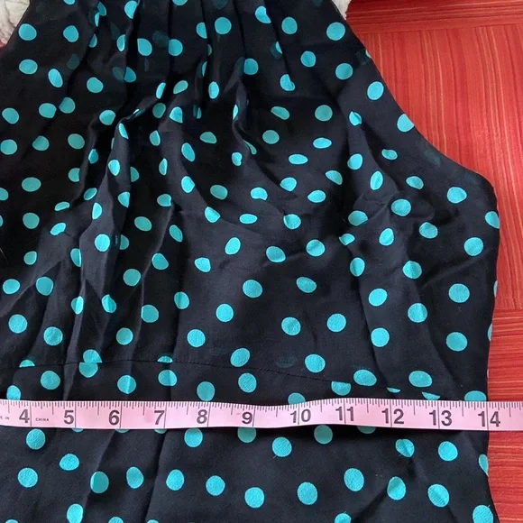 Nine West Black Turquoise PolkaDot Silk Dress Sz 4 - Picture 12 of 12